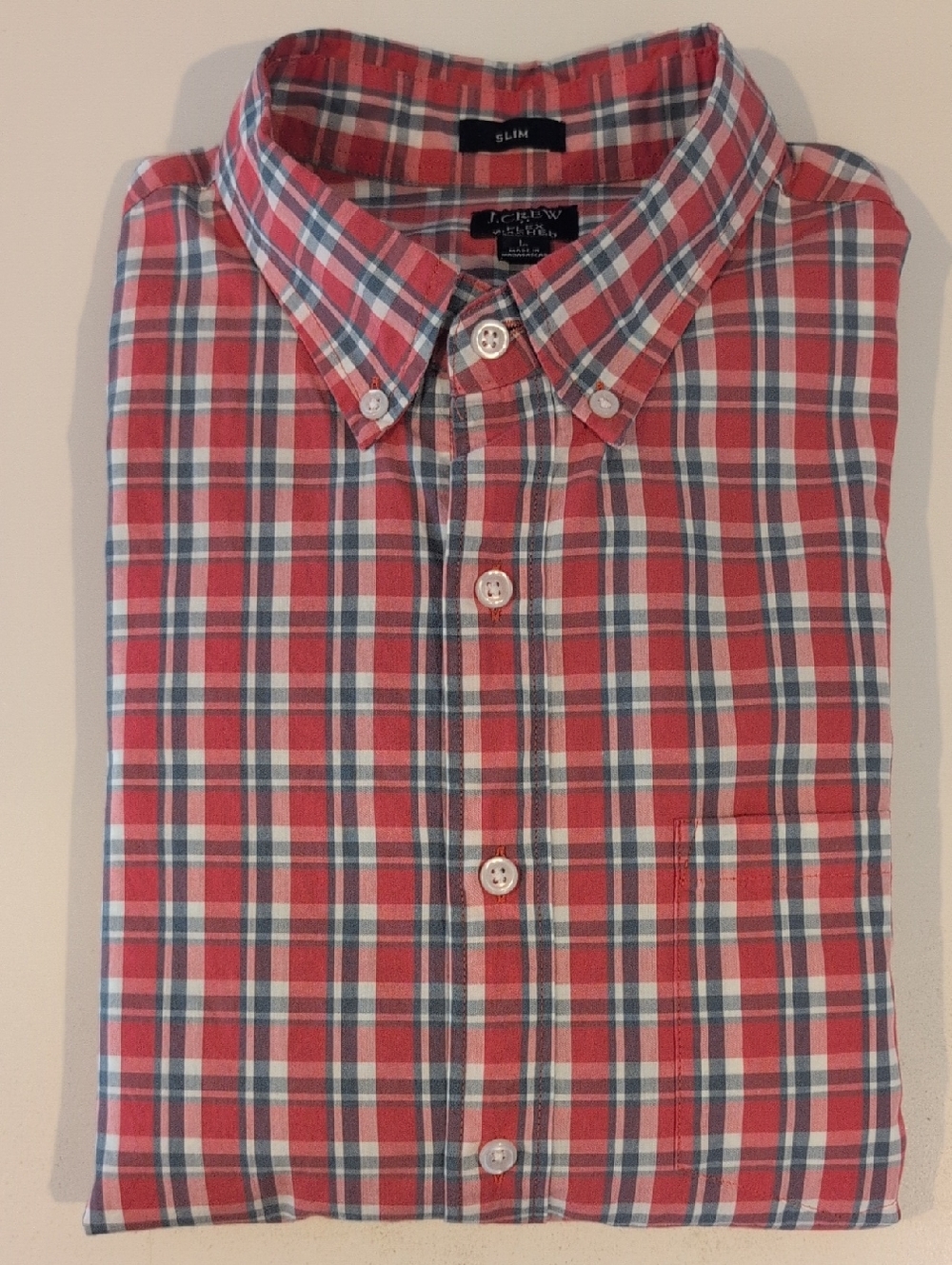 J. Crew Men's Large Slim Fit Flex Washed Long Sleeve Button Down Style #BD610J.